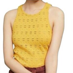 Anthropologie Pure & Good Lace Layering Tank canary yellow mustard gold Large